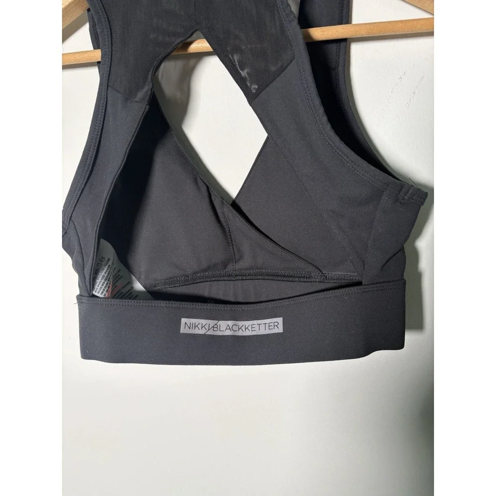 Gymshark x Nikki Blackketter Cross Back Sports Bra Black Mesh Cutout Size XS